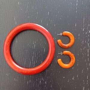 Vintage Art Deco Cherry & Butterscotch Marbled Bakelite Costume Jewelry